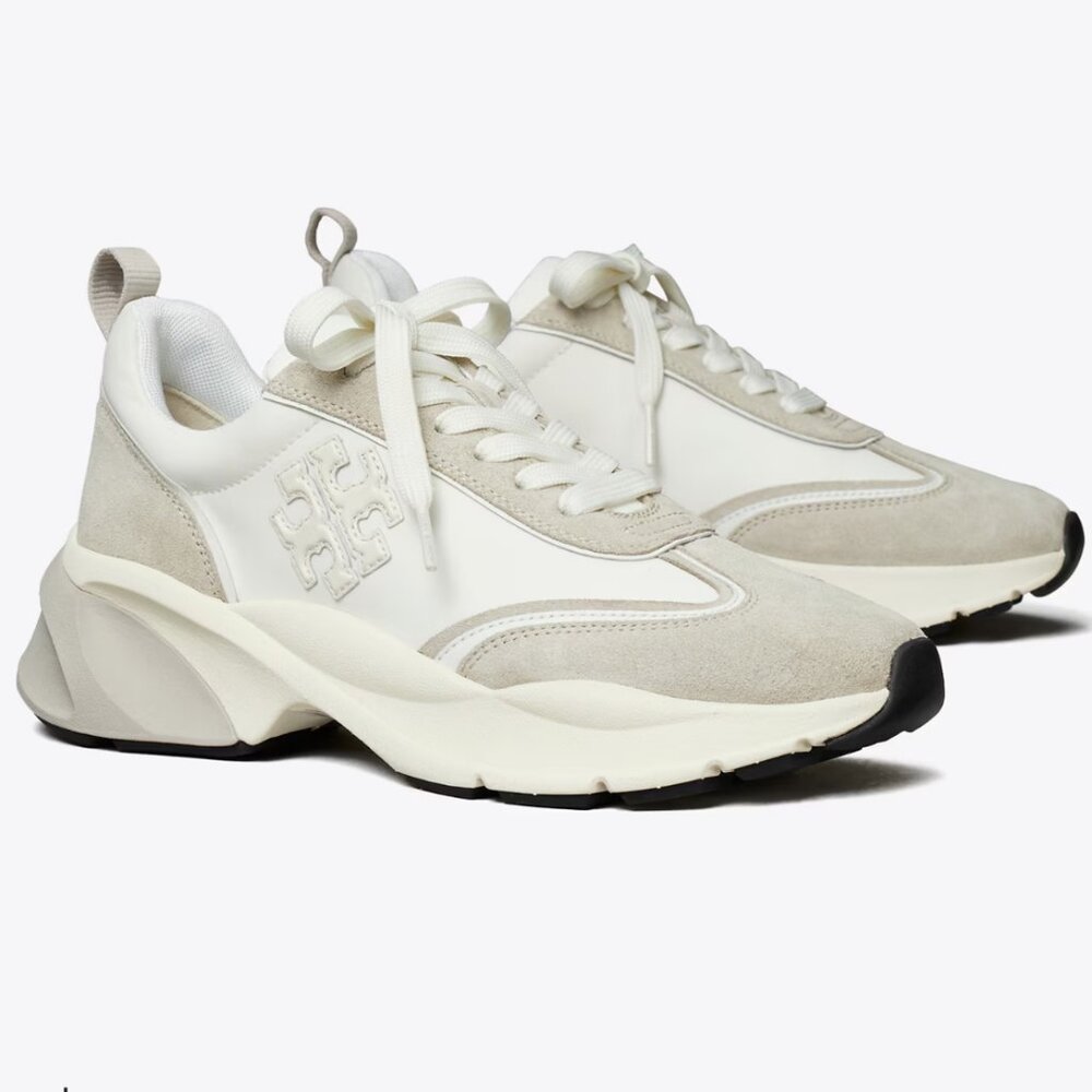 Tory Burch Cream and Light Gray Chunky Platform Sneakers